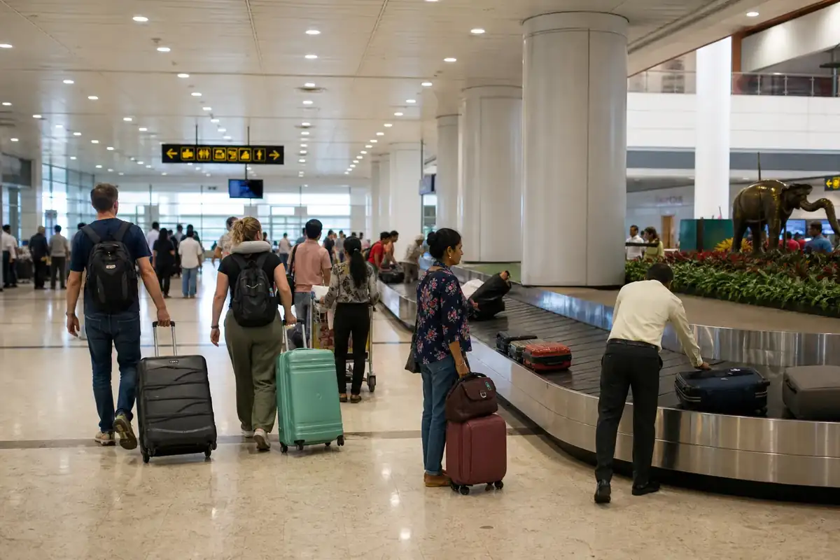 Arrivals hall and baggage collection area at Bandaranaike International Airport