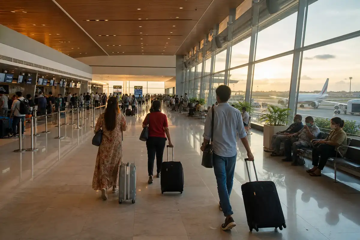 Departure lounge and check-in hall at Bandaranaike International Airport