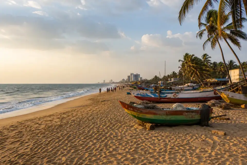 Negombo beach, a short transfer from Bandaranaike International Airport
