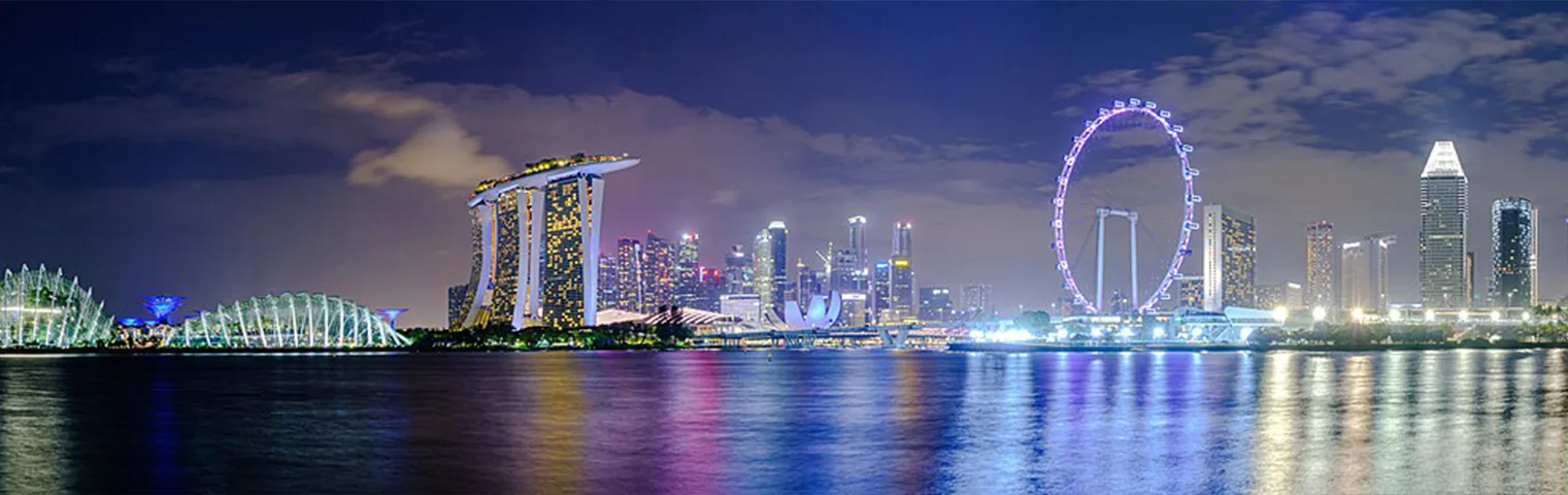 Singapore's iconic skyline and vibrant city life, featuring iconic attractions like the Marina Bay Sands and Universal Studios Singapore.